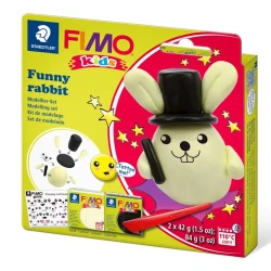 Набор полимерной глины Fimo Kids Funny Rabbit, 2х42 г, со стеком, Желтый, Черный