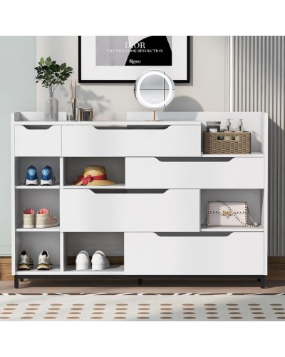 Ayaqqabı üçün tumba Art Mebel 33, laminat, ağ, 130х150х30 sm