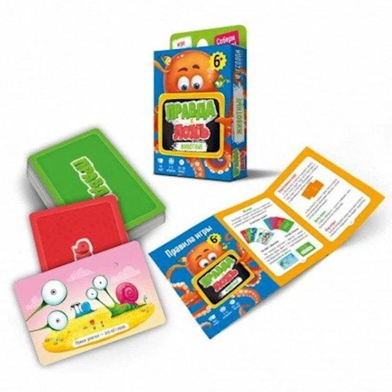 Stolüstü oyun Геодом Серия Doğru-Yalan Heyvanlar, 60 kart, 6+