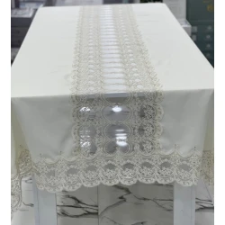 Скатерть MiraNova FS-621, 160х350 см, лен, белая