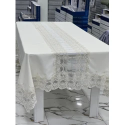 Скатерть MiraNova FS-621, 160х350 см, лен, белая