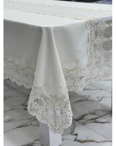 Süfrə MiraNova FS-621, 160x350 sm, kətan, ağ