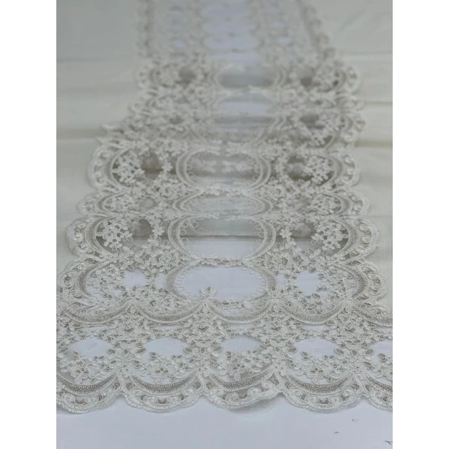 Скатерть MiraNova FS-621, 160х350 см, лен, белая Скатерть MiraNova FS-621, 160х350 см, лен, белая