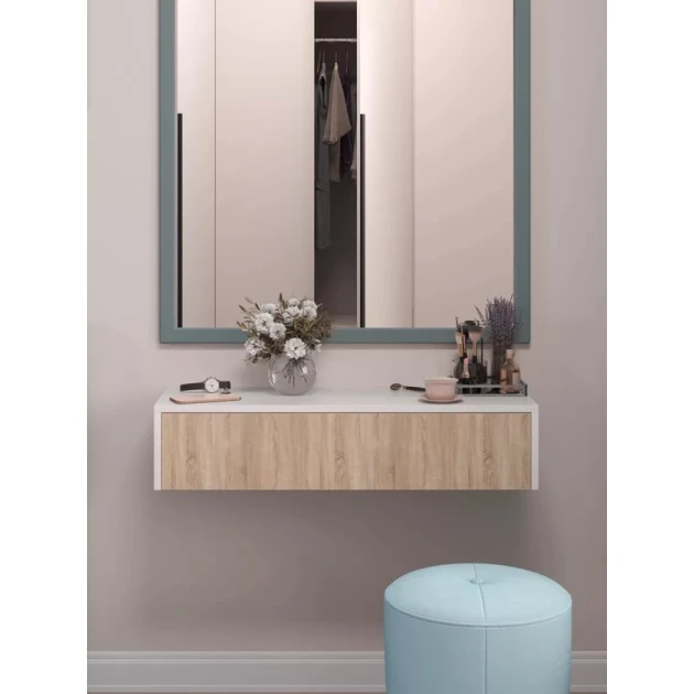 Туалетный столик Art Mebel 10, ламинат, 17х71х30 см, белый/сонома Туалетный столик Art Mebel 10, ламинат, 17х71х30 см, белый/сонома