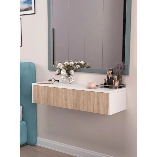 Туалетный столик Art Mebel 10, ламинат, 17х71х30 см, белый/сонома Туалетный столик Art Mebel 10, ламинат, 17х71х30 см, белый/сонома