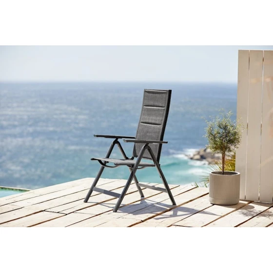 Садовый стул JYSK Mysen, полиэстер/ткань, черный/серый, 58x69x110 см Садовый стул JYSK Mysen, полиэстер/ткань, черный/серый, 58x69x110 см