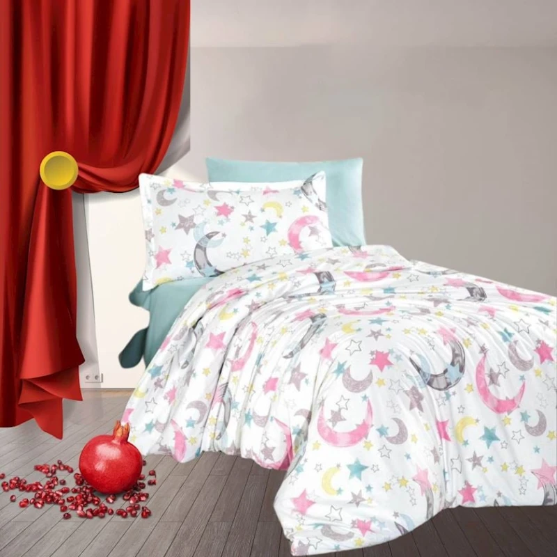 Детское постельное белье Narlı 000950, односпальное, хлопок, разноцветное, пододеяльник 160x220 см, простыня 160x240 см, наволочка 50x70 см/1 шт