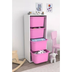Шкаф для игрушек Pratico I39031, белый/розовый, 30x45.5x109 см