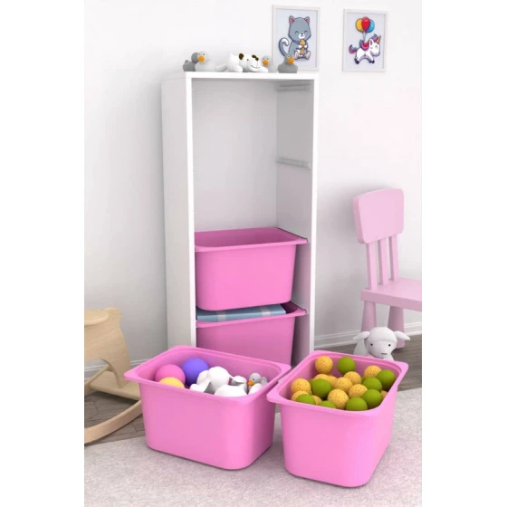 Шкаф для игрушек Pratico I39031, белый/розовый, 30x45.5x109 см Шкаф для игрушек Pratico I39031, белый/розовый, 30x45.5x109 см