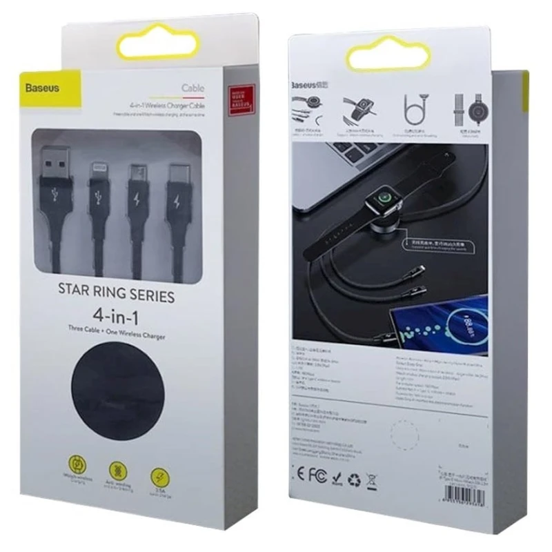 Кабель USB Baseus Star Ring Series Four-in-one Wireless Charging Cable USB For M+L+T+AppleWatch