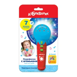 Микрофон Азбукварик Микрофончик с огоньками, красный/голубой