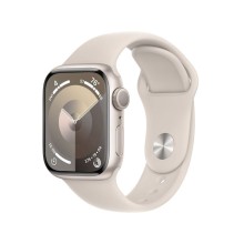 Ağıllı saat Apple Watch 9 45mm GPS - Starlight Aluminum Case with M/L Starlight Sport Band (MR973QR/A)