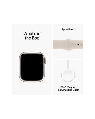 Ağıllı saat Apple Watch 9 45mm GPS - Starlight Aluminum Case with M/L Starlight Sport Band (MR973QR/A)