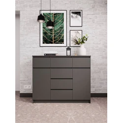 Комод, 120.4x40.4x99 см, ЛДСП, серый Комод, 120.4x40.4x99 см, ЛДСП, серый