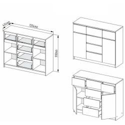 Комод, 120.4x40.4x99 см, ЛДСП, серый Комод, 120.4x40.4x99 см, ЛДСП, серый