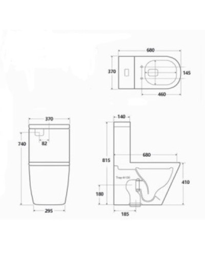 Unitaz Caesar 1190 F Monoblok, boz
