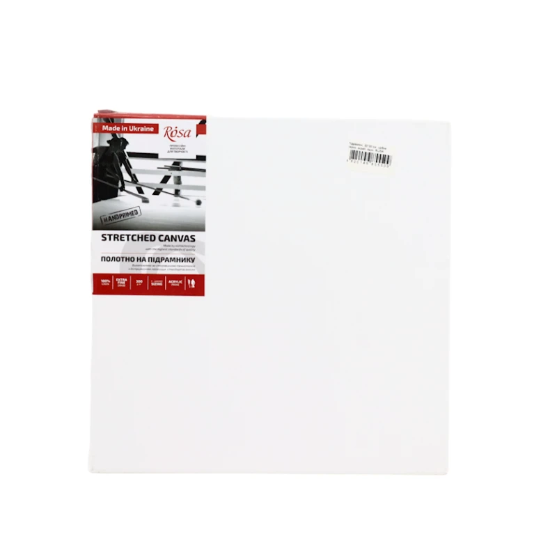 Холст на подрамнике Rosa, 30x30 см, мелкое зерно, 300 г/м², лен, акрил, белый