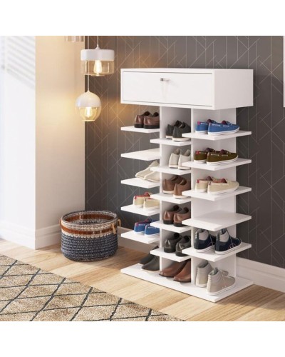 Ayaqqabı üçün tumba Art Mebel 87, laminat, ağ, 110х70х30 sm