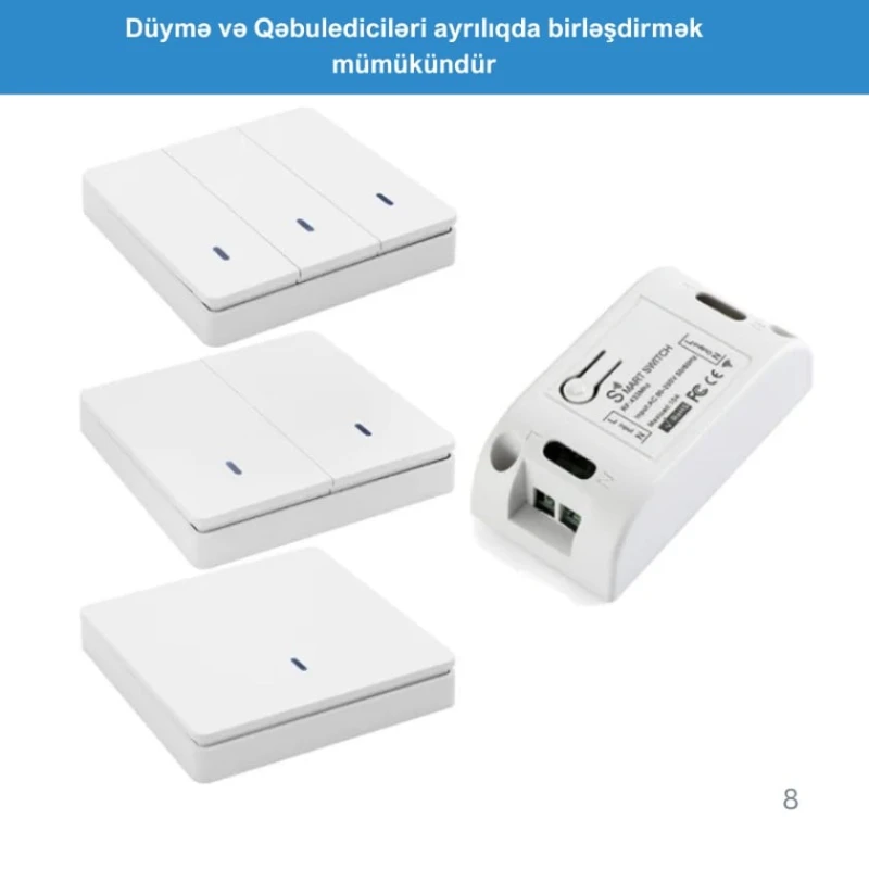 Умный выключатель + 3 приемника QIACHIP 433MHz Умный выключатель + 3 приемника QIACHIP 433MHz