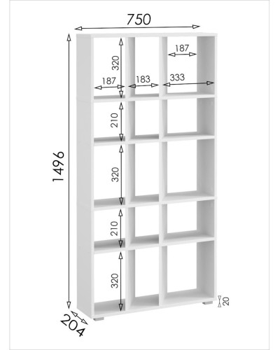Stellaj 3563_StellajMpolWhite, 149.6x75x20.4 sm, LDSP, ağ