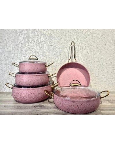 Qazan dəsti sweet-maxi 20/04, çəhrayı, 9 parça