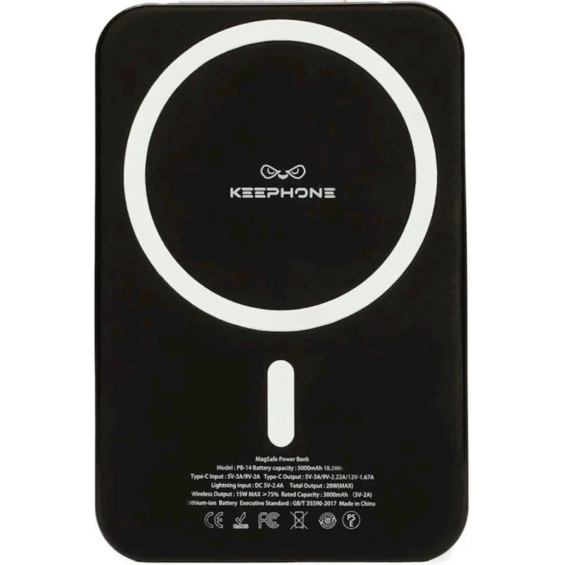 Внешний аккумулятор Keephone 5000 mAh MagSafe Black Внешний аккумулятор Keephone 5000 mAh MagSafe Black