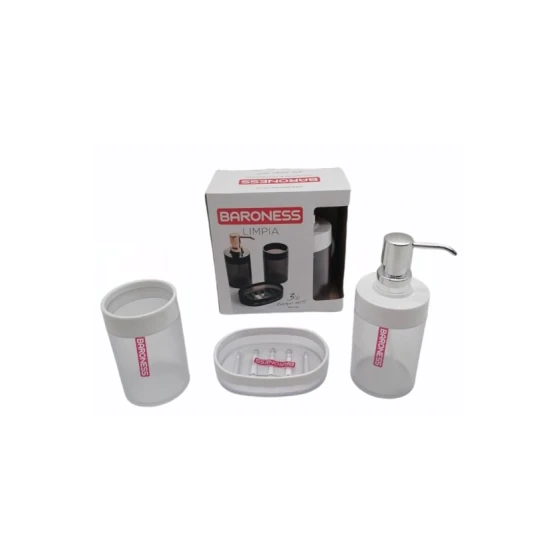 Набор для ванной Baroness Lımpıa 20006, белый/прозрачный, 3 предмета Набор для ванной Baroness Lımpıa 20006, белый/прозрачный, 3 предмета