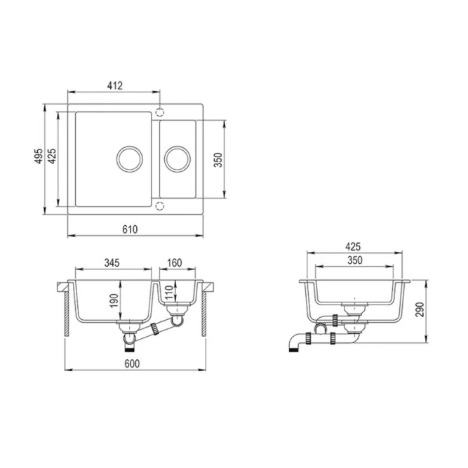 Кухонная мойка Aquasanita SQC 150-601 Кухонная мойка Aquasanita SQC 150-601