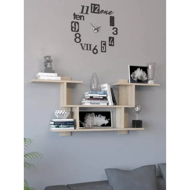 Настенная полка Art Mebel 192, ламинат, 55х126х20 см, бежевая