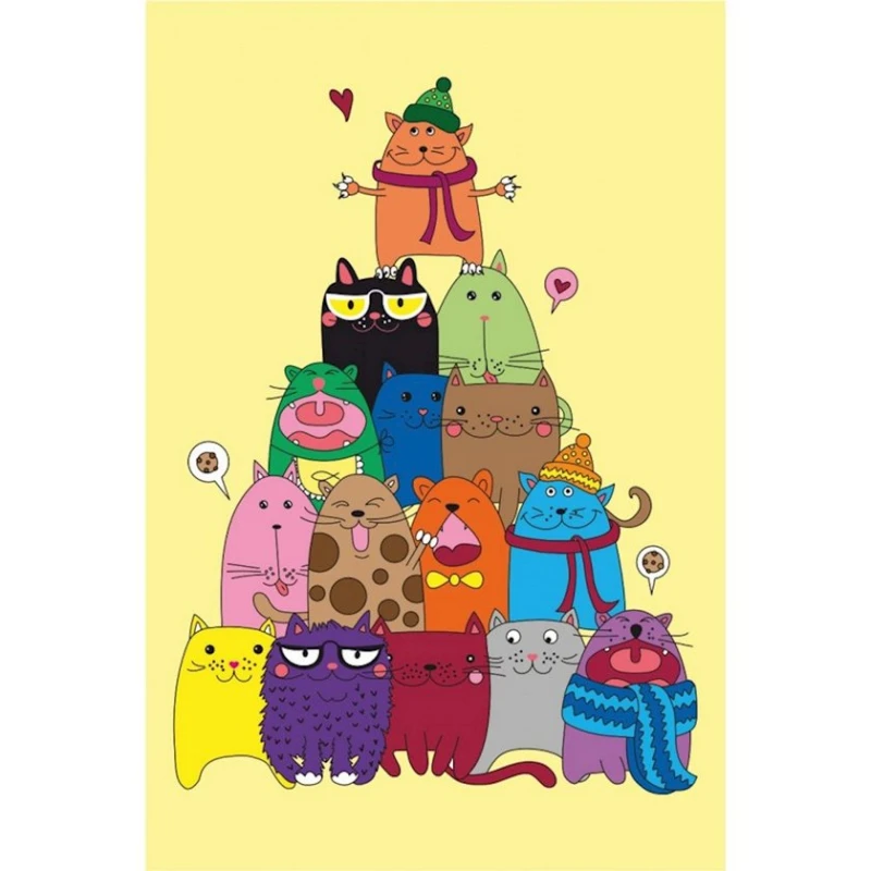Холст на картоне с контуром Rosa Start Яркие котики, 20х30 см, хлопок, акрил Холст на картоне с контуром Rosa Start Яркие котики, 20х30 см, хлопок, акрил