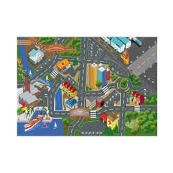 Игровой коврик Dickie Toys с машинкой и дорожными знаками, 100х140 см, 3+ года