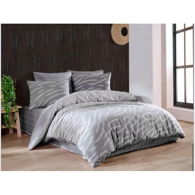 Комплект постельного белья Majoli Cotton SHA-00006101, простыня 180x240 см, пододеяльник 160x220 см, наволочка 50x70 см (2 шт), двуспальный, сатин, серый