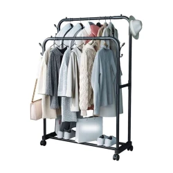 Передвижная вешалка VAF734PIN, металл, черная, 145x42x96 см