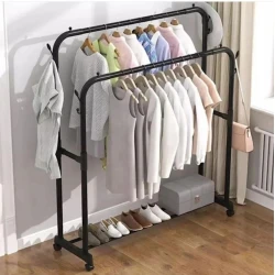 Передвижная вешалка VAF734PIN, металл, черная, 145x42x96 см