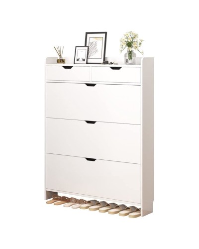 Ayaqqabı üçün tumba Art Mebel 35, laminat, ağ, 110х70х30 sm