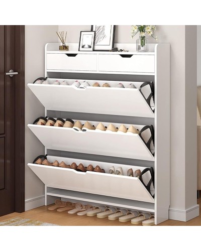 Ayaqqabı üçün tumba Art Mebel 35, laminat, ağ, 110х70х30 sm