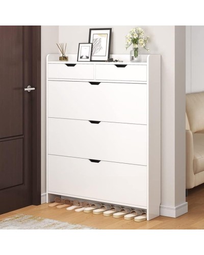 Ayaqqabı üçün tumba Art Mebel 35, laminat, ağ, 110х70х30 sm