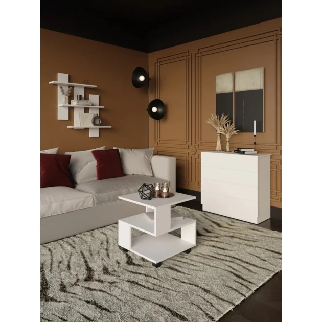 Divar rəfi Art Mebel 70, laminat, 84х84х13 sm, ağ