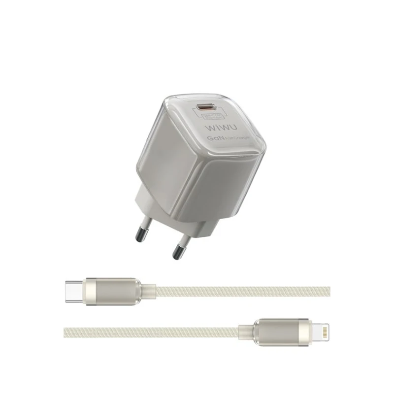 Сетевое зарядное устройство Wiwu Jello 20W GaN Charger Sets Wi-U016 C-L, EU Plug