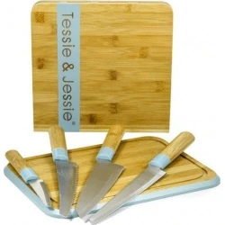 Набор ножей Tessie & Jessie, с бамбуковой подставкой и разделочной доской