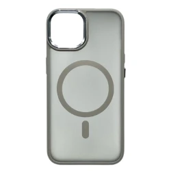 Çexol Magsafe Apple iPhone 14 üçün, Matte Gray/Transparent