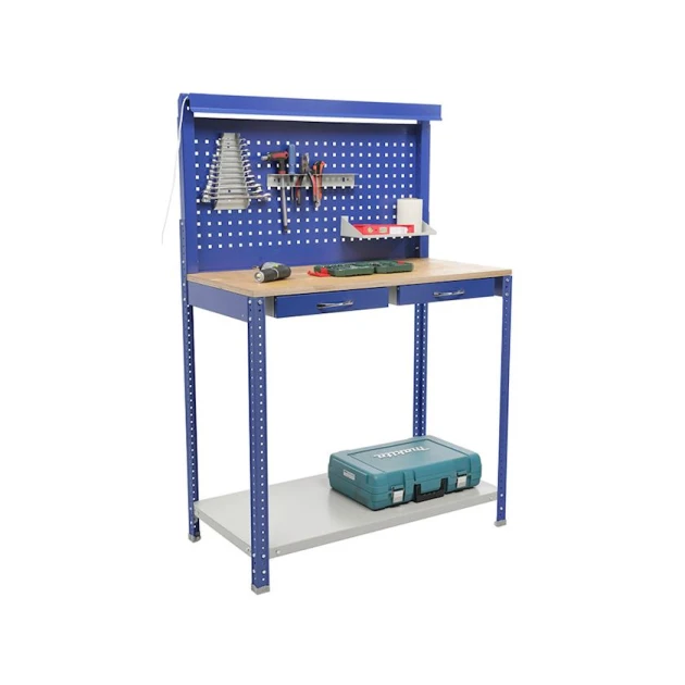 Верстак Praktik Garage Set 1, 50х100х150 см, синий/серый