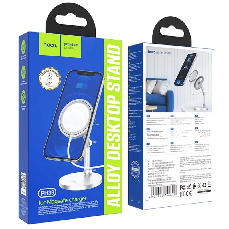 Держатель настольный Hoco PH39 Daring, Серебристый Держатель настольный Hoco PH39 Daring, Серебристый