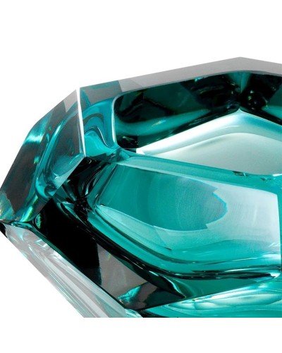 Dekorativ qab Eichholtz Las Hayas, 20x9.5 sm, büllur, firuzəyi