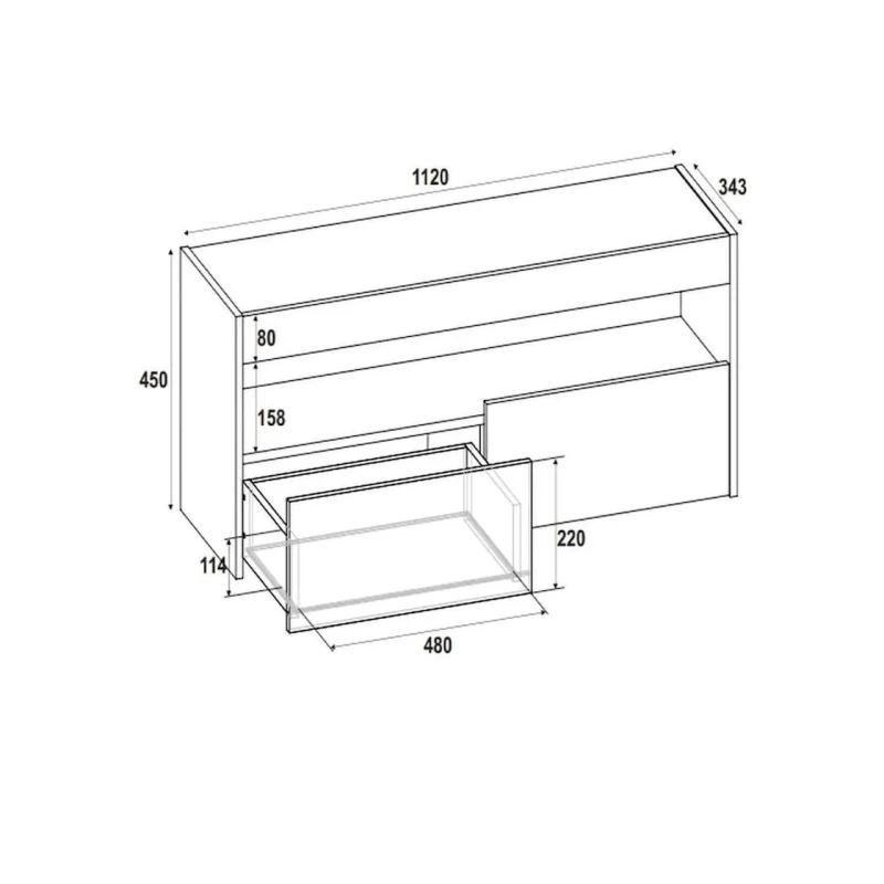 Тумба под ТВ 3563_LETNEWHatZCDaA, ЛДСП, разноцветная, 45x34.3x112 см Тумба под ТВ 3563_LETNEWHatZCDaA, ЛДСП, разноцветная, 45x34.3x112 см