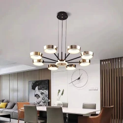 Люстра подвесная Şəms Aydınlatma 8933-8 LED, золотистый/черный, металл/акрил, регулируемая высота - 8933-8 LED