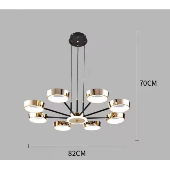Люстра подвесная Şəms Aydınlatma 8933-8 LED, золотистый/черный, металл/акрил, регулируемая высота - 8933-8 LED Люстра подвесная Şəms Aydınlatma 8933-8 LED, золотистый/черный, металл/акрил, регулируемая высота - 8933-8 LED