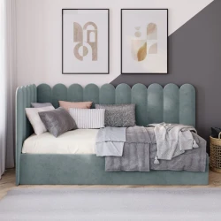 Односпальная кровать Art_tek_yataq(120) 82, ламинат/ткань, серая, 85x120x200 см