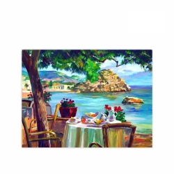 Холст на картоне с контуром Rosa Start, Морской пейзаж №4, 30х40, хлопок, акрил