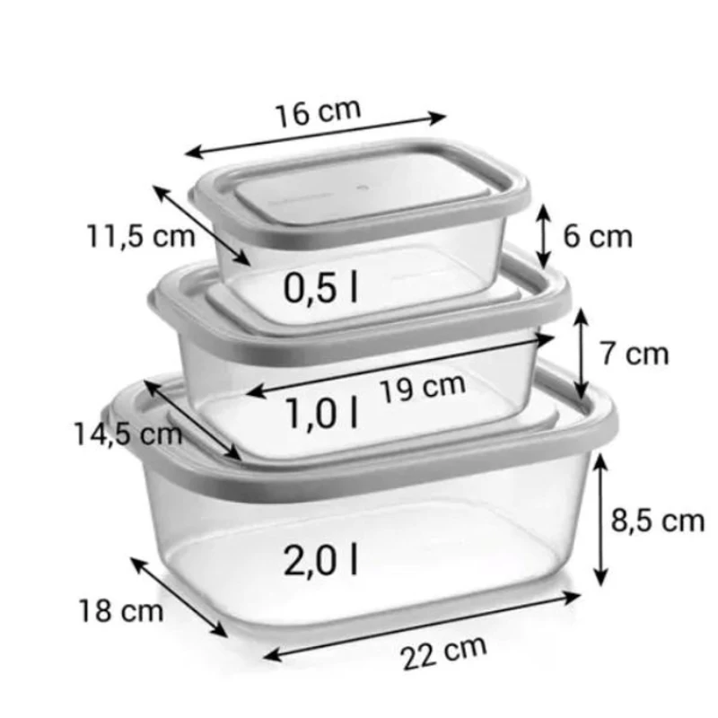 Набор контейнеров Tescoma, пластик, прозрачный, 0.5/1/2/ л, 3 шт Набор контейнеров Tescoma, пластик, прозрачный, 0.5/1/2/ л, 3 шт